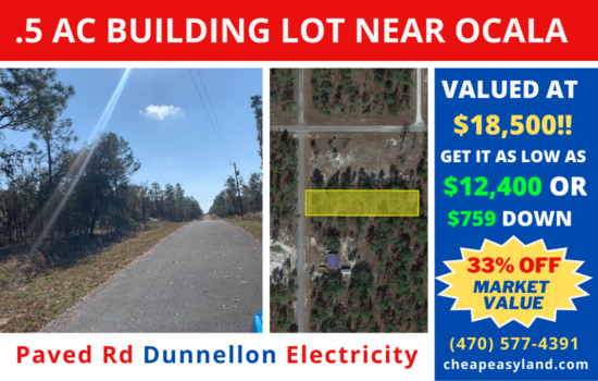 0.5-Acre Plot in Dunnellon, FL! Your New Home in Florida’s Natural Paradise! 28 miles to Ocala! Owner Financing