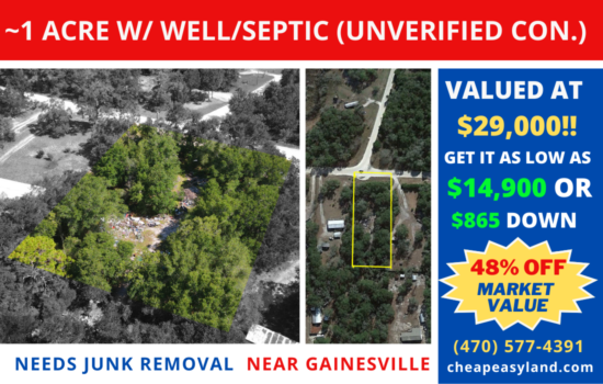 ~1 Acre lot with UTILITIES! Mobile home has been pulled off but WELL, SEPTIC remains. Trenton, FL NEEDS JUNK REMOVAL