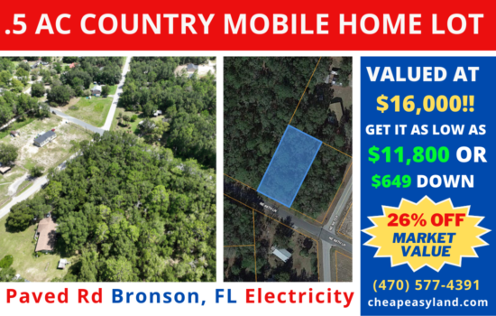 0.47 Acre Lot in Levy County, FL! Mobile Home Friendly and Great Road Access!