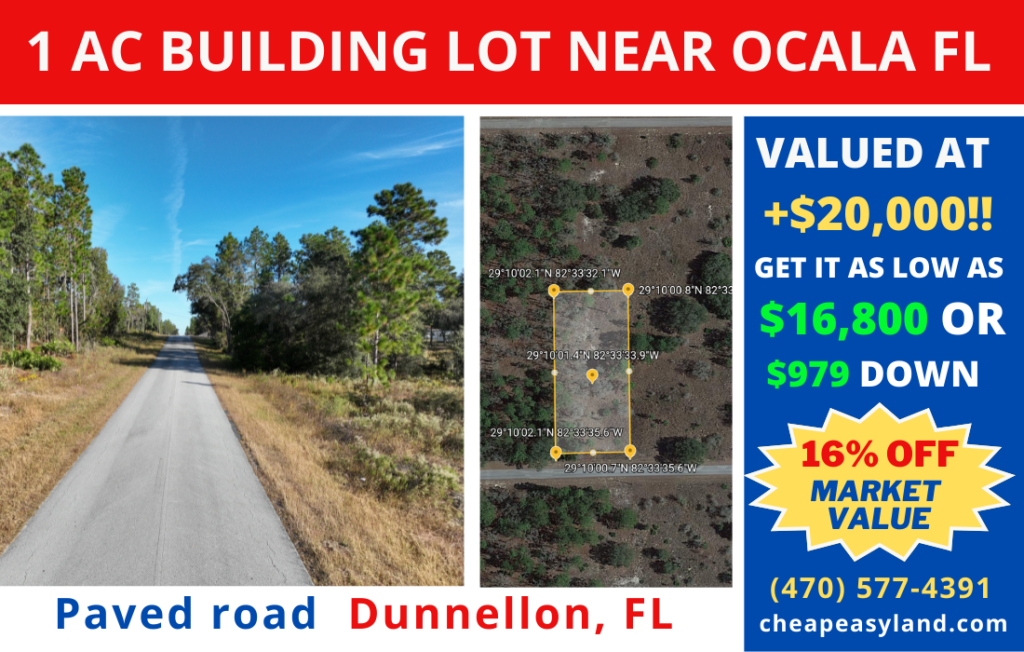 PENDING!! Beautiful and Private 1 Acre Lot in Dunnellon, FL! Invest in