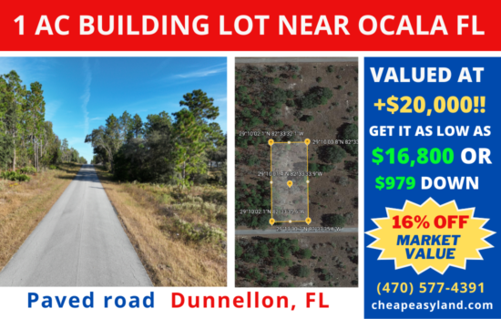 Beautiful and Private 1 Acre Lot in Dunnellon, FL! Invest in Growing Community!