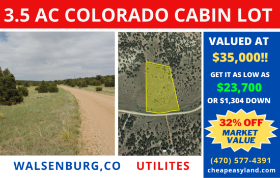 3.5 acre in Walsenburg, Colorado with great Mountain Views! Electricity and Water!