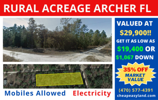 1.3 Acre corner lot near 22 miles to Gainesville! Peaceful Area! Mobiles Allowed/Electricity/High and Dry!